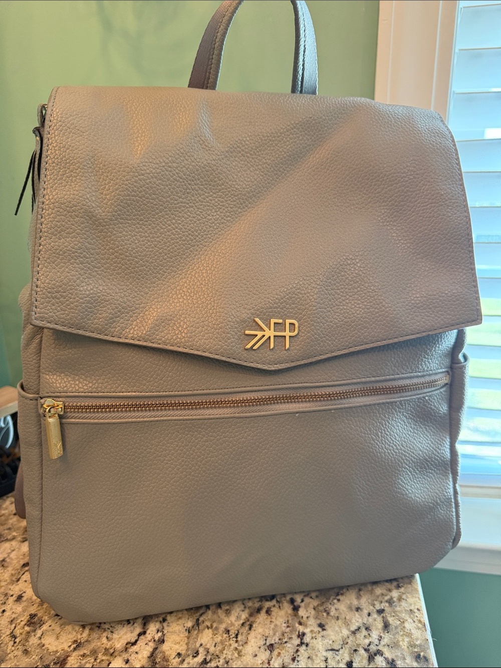 Freshly Picked Classic Diaper Bag II | Full Size Backpack | Gray Vegan Leather |